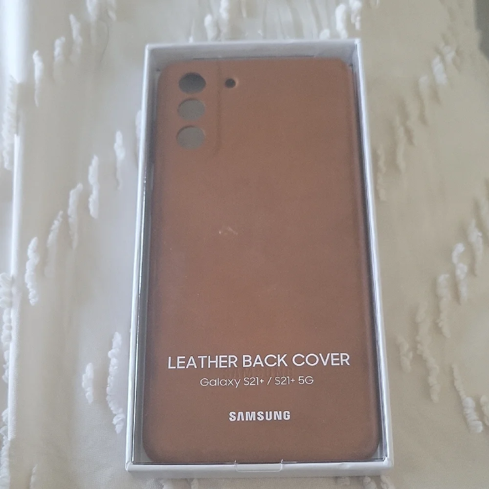 Samsung Galaxy S21+ 5G Black Silicone and Brown Leather Covers